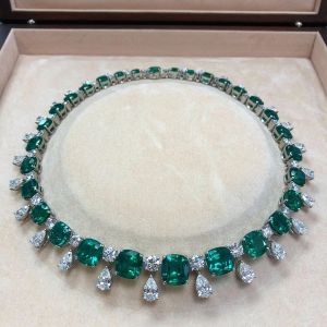 Cushion Cut Emerald Necklace