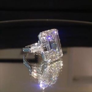 Emerald Cut Three Stone Engagement Ring