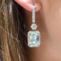 Emerald Cut Drop Earrings
