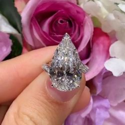 Unique Flawless Pear Cut Sterling Silver Engagement Ring