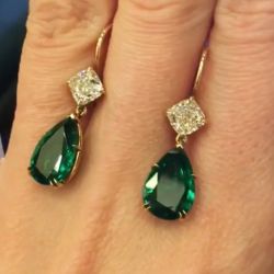Pear Cut Emerald Drop Earrings