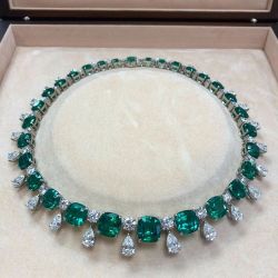 Cushion Cut Emerald Necklace