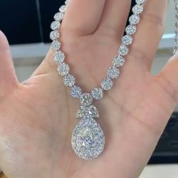 Halo Pear Cut Pendant Necklace