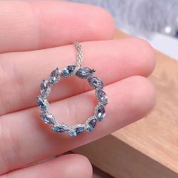 Aquamarine Circle Pendant Necklace