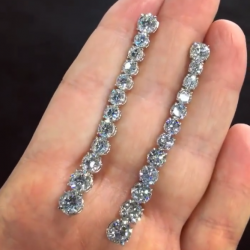 Created White Sapphire Long Dangle Earrings