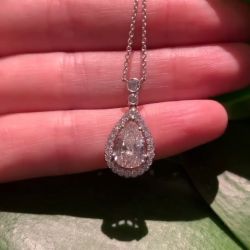 Halo Pear Cut Pendant Necklace