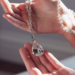  White Sapphire Pear Cut Pendant Necklace