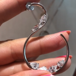 S Shaped Marquise & Pear Cut Hoop Earrings