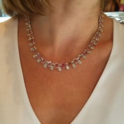 Pink Oval & Pear & Round Cut Necklace