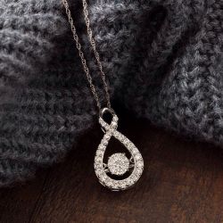 Created White Sapphire Round Cut Pendant Necklace