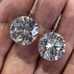 White Round Cut Drop Earrings