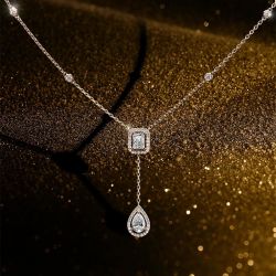 Rose Gold Halo Pear Cut Necklace