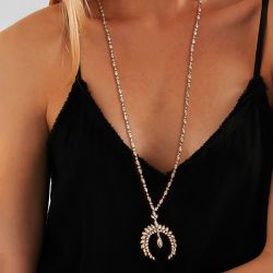 Moon Shape Pear & Marquise Cut Long Length Necklace
