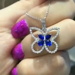 Blue Butterfly Pendant Necklace
