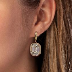 Golden Emerald Cut Drop Earrings