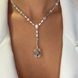 Emerald Cut White Sapphire Necklace
