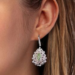 Olive Green Pear Cut Drop Earrings