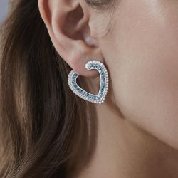 Heart Shaped Blue Sapphire Stud Earrings