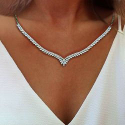 White Sapphire Marquise Cut Necklace
