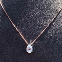 Rose Gold Pear Cut Pendant Necklace