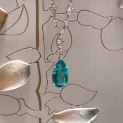 Pear Cut  Aquamarine Pendant Necklace