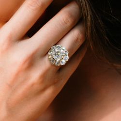Golden Halo Cushion Engagement Ring