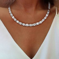 Round & Baguette Cut Necklace