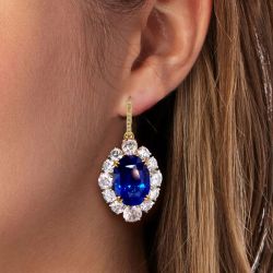 Two Tone Blue Sapphire Drop Earrings