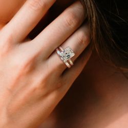 Rose Gold Radiant Cut Bridal Set
