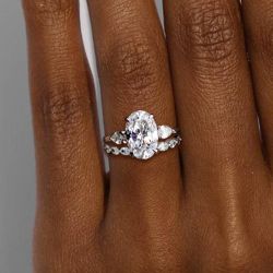 Three Stones Pear & Oval Cut Bridal Set