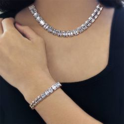 Baguette Cut Necklace & Bracelet Set