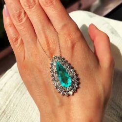 Halo Pear Cut Pendant Golden Chain Necklace