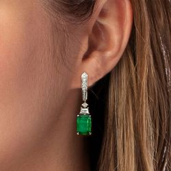 Emerald Sapphire Drop Earrings