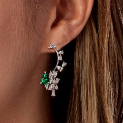 Pear & Marquise Cut Emerald Created Sapphire Earrings