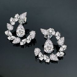 Moon Design Pear & Marquise Cut Drop Earrings