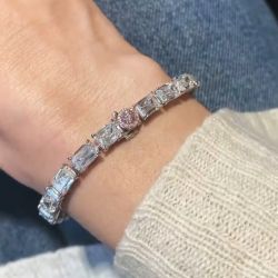 Two Tone Criss Cut White & Pink Bracelet