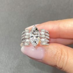 Marquise Cut Multi Split Shank Engagement Ring