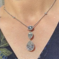 Halo Round & Marquise & Pear Cut White Created Sapphire Pendant Necklace