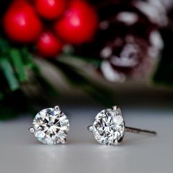 Classic Three Prong Round Cut Earrings