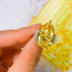 Two Tone Pear Cut Yellow Sapphire Engagement Ring