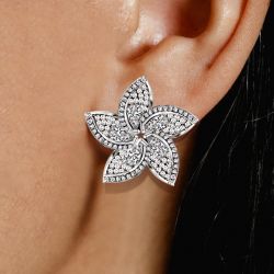 Halo Pear & Round Cut Stud Earrings 