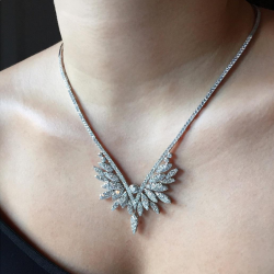 Marquise Shaped Round Cut White Sapphire Necklace