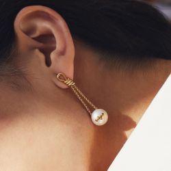 Unique Design Golden Pearl Drop Earrings