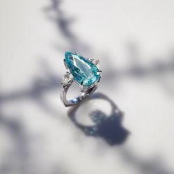 Three Stone Pear Cut Aquamarine Sapphire Engagement Ring