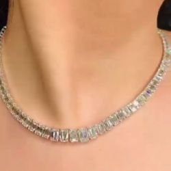 Classic Emerald Cut Tennis Necklace