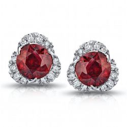 Round Cut Red Sapphire Stud Earrings