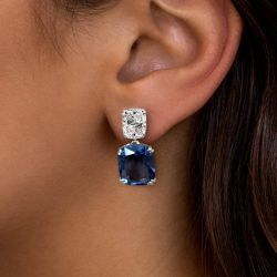 Double Prong Cushion Cut Drop Earrings