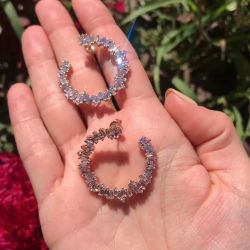 Golden Baguette Cut Hoop Earrings