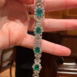 Fine Vintage Emerald & Round Cut Bracelet