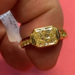 Golden Radiant Cut Yellow Sapphire Engagement Ring